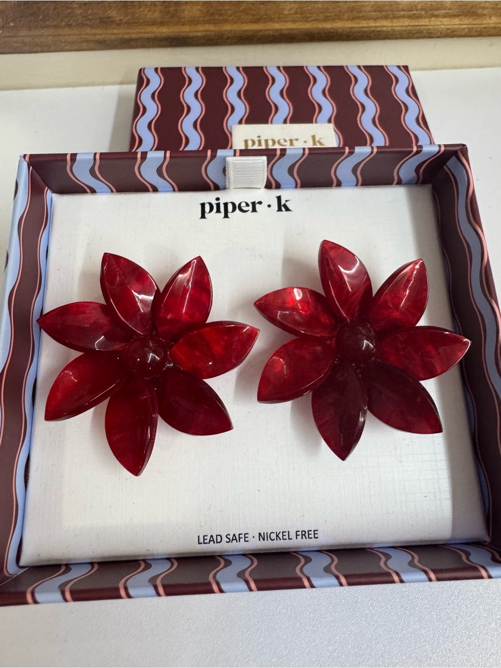 Piper Red Floral Earrings Compliments Any Outfit